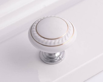 White Dresser Knob / Drawer Knobs Pulls Handles / Ceramic Kitchen Cabinet Knobs Gold Silver Knob Pull Handle Porcelain Hardware