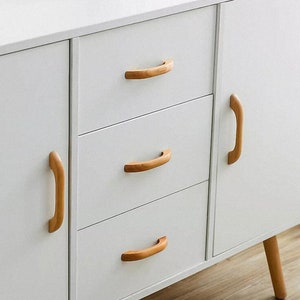 Solid Wood Handles Knobs Pulls Cabinet Drawer Handles Wardrobe Knobs Pulls Dresser pull Handle Knobs Kitchen Wooden Pulls Bathroom handle image 5