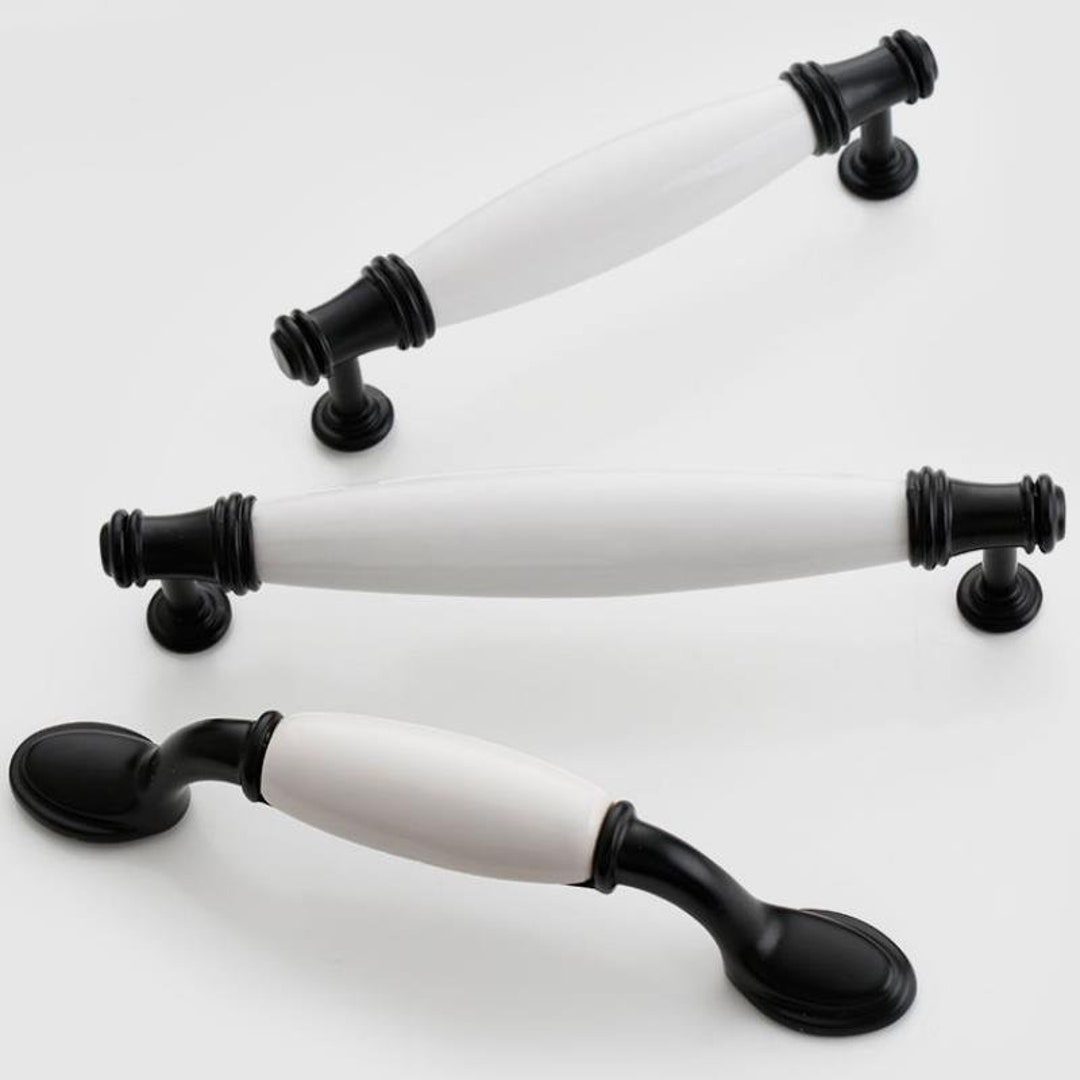 Black and White Ceramic Pulls Handles Wardrobe Door Pull Handle Wardrobe Pulls Handles