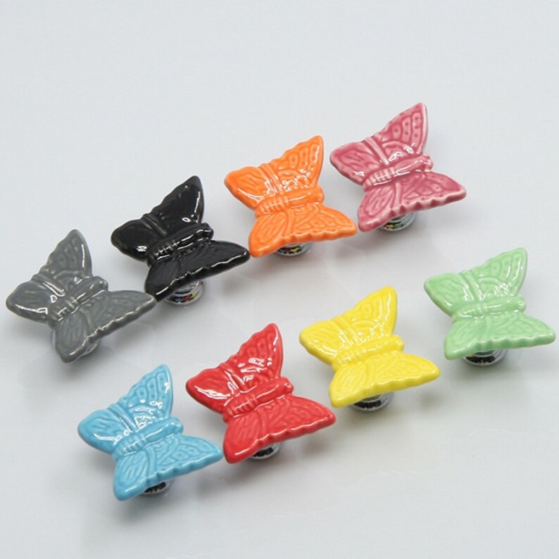 Ceramic Knobs Butterfly Drawer Knobs Handles Colorful Knobs Etsy