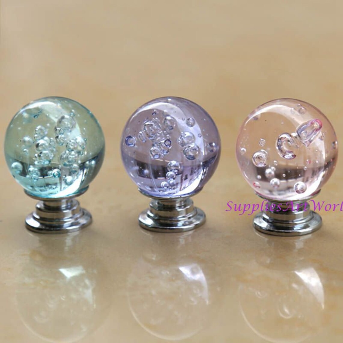 Glass Ball Knobs Handles Bubbles Crystal Knobs Pulls Pink Etsy