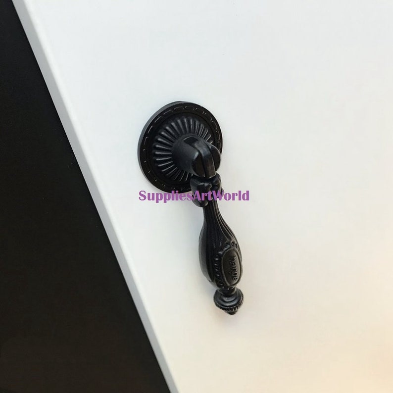 Black Dresser Pull Knobs Drawer Knobs Pulls Handles Drop Etsy