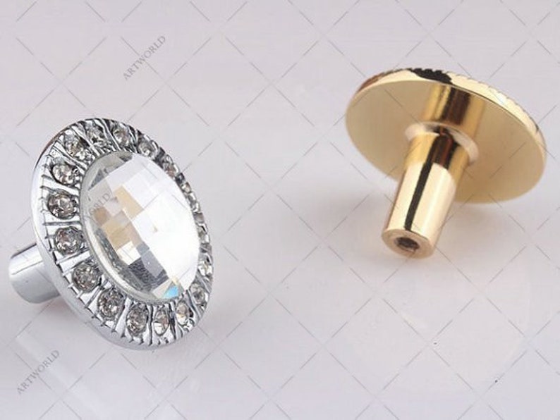 Glass Crystal Knobs Handles Dresser Knobs Pulls Drawer Knob Pulls Handles Silver Gold Kitchen Cabinet Door Pulls Knobs Rhinestone Clear