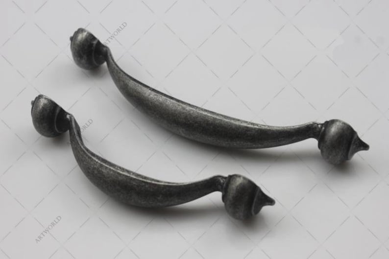 3.75 5 Cabinet Handles Pulls Antique Black Silver Pewter Drawer Knobs Handles Kitchen Cupboard Door Pulls Handles Dresser Pulls Handles