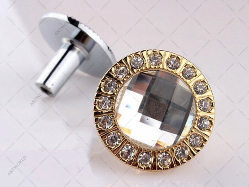 Glass Crystal Knobs Handles Dresser Knobs Pulls Drawer Knob Pulls Handles Silver Gold Kitchen Cabinet Door Pulls Knobs Rhinestone Clear