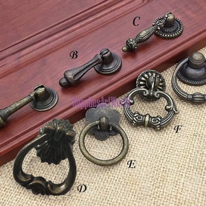 Vintage Style Dresser Knobs Pulls Drawer Knobs Pulls Handles Drop Pendant Pull Knobs Rustic Old Antique Bronze Kitchen Cabinet Pull Handles