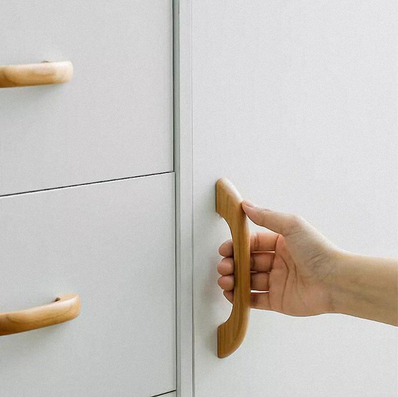 Solid Wood Handles Knobs Pulls Cabinet Drawer Handles Wardrobe Knobs Pulls Dresser pull Handle Knobs Kitchen Wooden Pulls Bathroom handle image 4