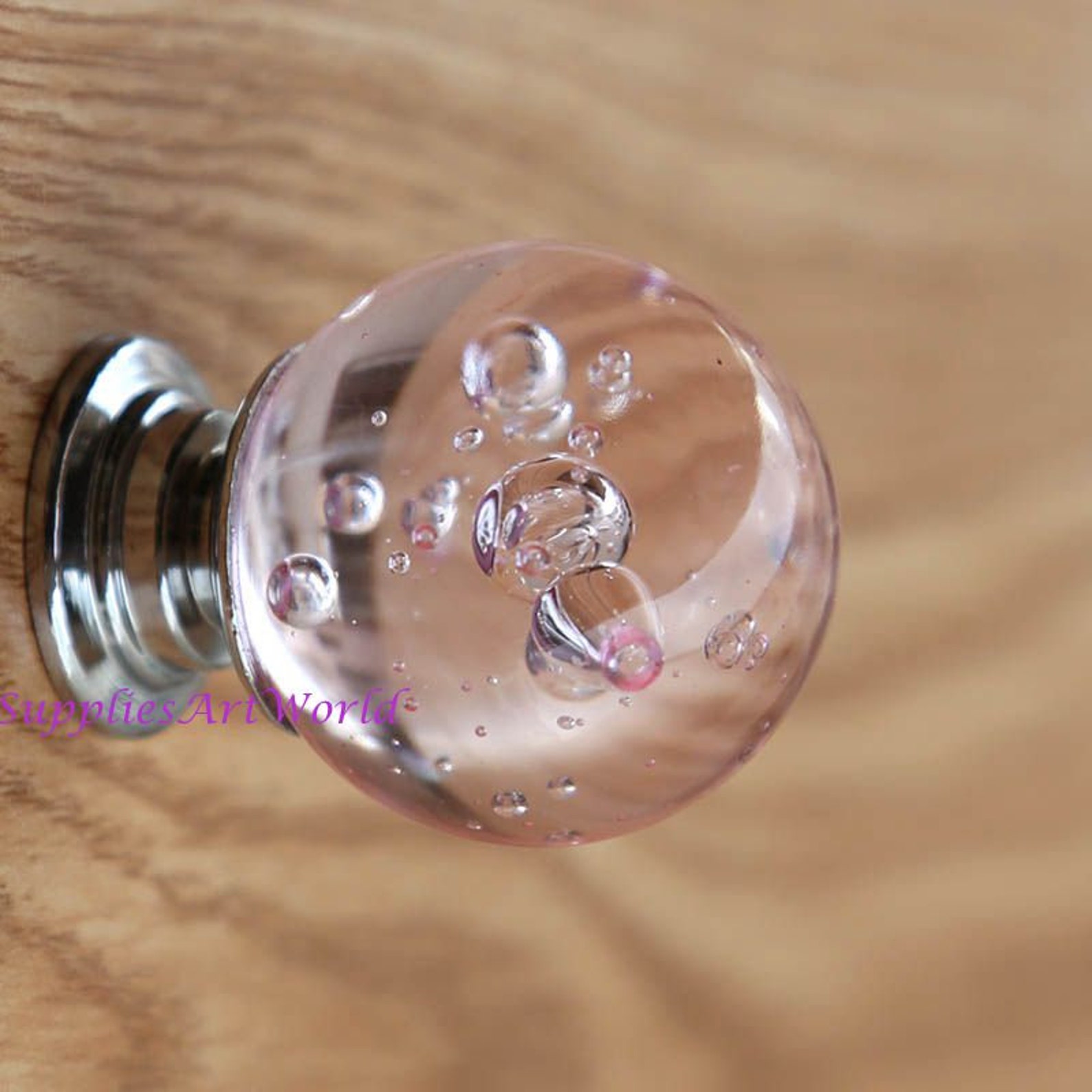 Glass Ball Knobs Handles Bubbles Crystal Knobs Pulls Pink Etsy