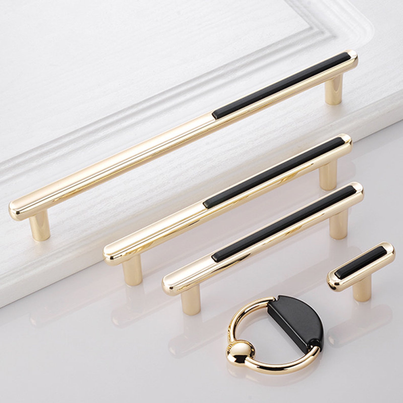 Bright Golden White Black Door Handle Wardrobe Drawer Etsy