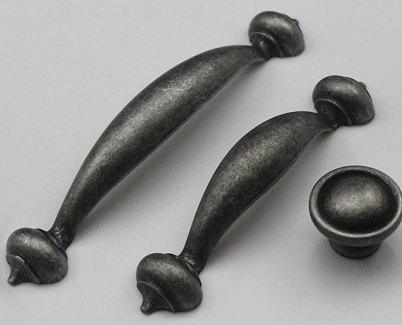 3.75 5 Cabinet Handles Pulls Antique Black Silver Pewter Drawer Knobs Handles Kitchen Cupboard Door Pulls Handles Dresser Pulls Handles