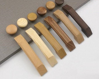 Solid Wood Modern Handles Knobs Cabinet Drawer Handles Knobs Pulls Wardrobe Knobs Pulls Dresser pull Handle Knobs Kitchen Wooden Pulls