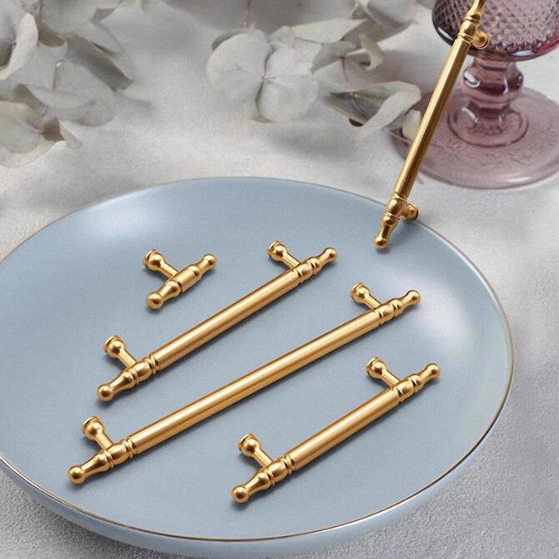 Modern Handles Pulls knobs Cabinet Knobs Pulls Drawer Pull Handle Wardrobe Dresser Knobs Handles golden Hardware handle Bathroom door handle image 1