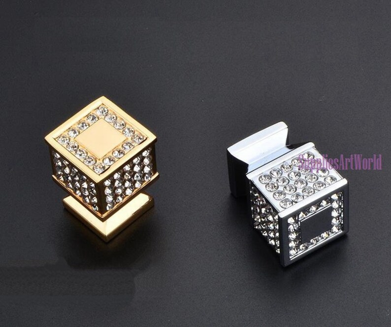 Rhinestone Glass Knobs Handles Crystal Knobs Pulls Drawer Etsy