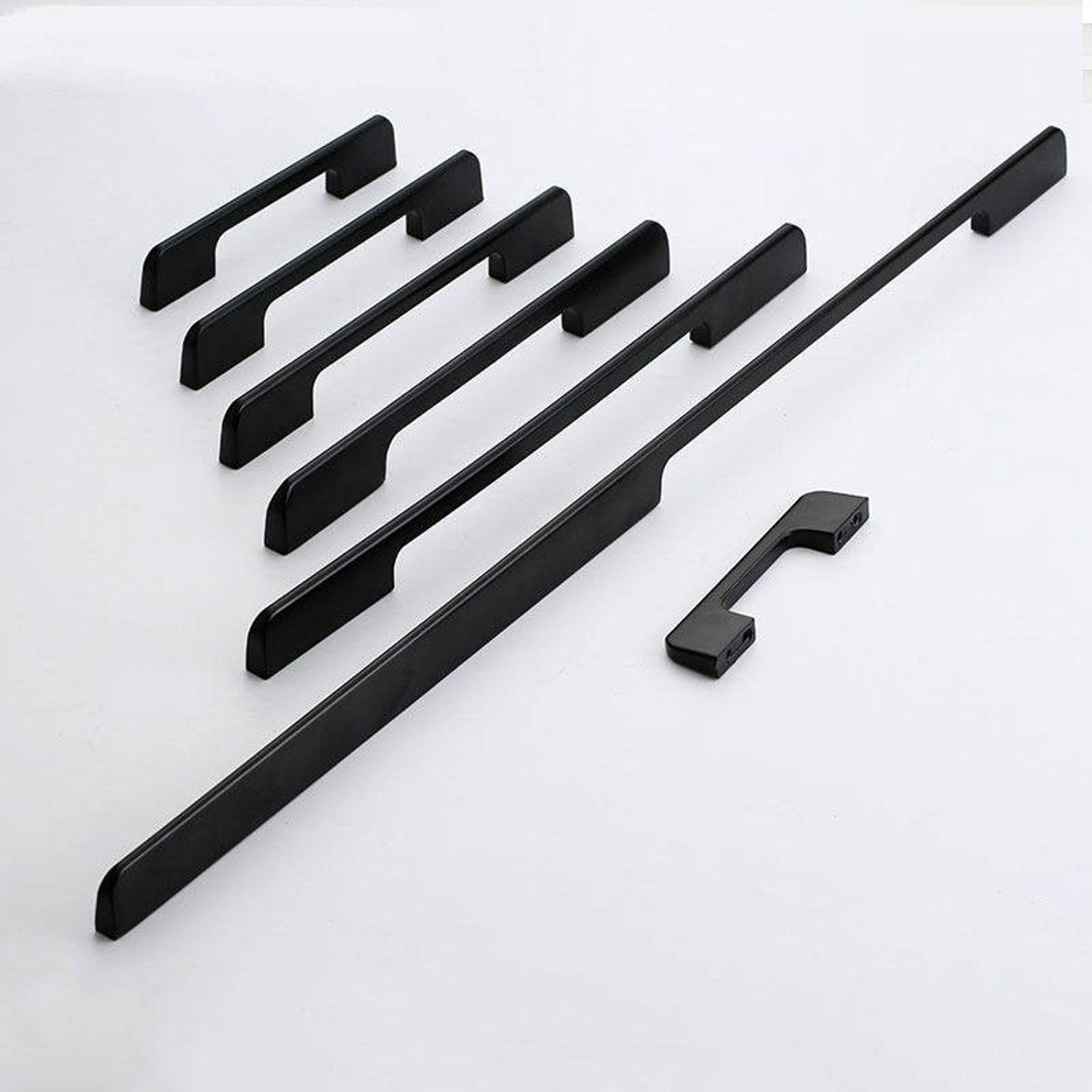 Black Long Door Handle Modern Minimalist Long Drawer Etsy