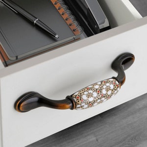 Pastoral Ceramic Knobs Cabinet Knobs Handles Drawer Pulls Handle Antique Furniture Handles Pulls Wardrobe Handles Pulls Knobs Osmanthus image 5