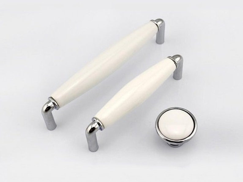 Dresser Pulls Knobs Ceramic Drawer Pulls Knobs Handles Cabinet Knobs Handles Kitchen Furniture Handle Pull Knob Hardware Silver White Modern