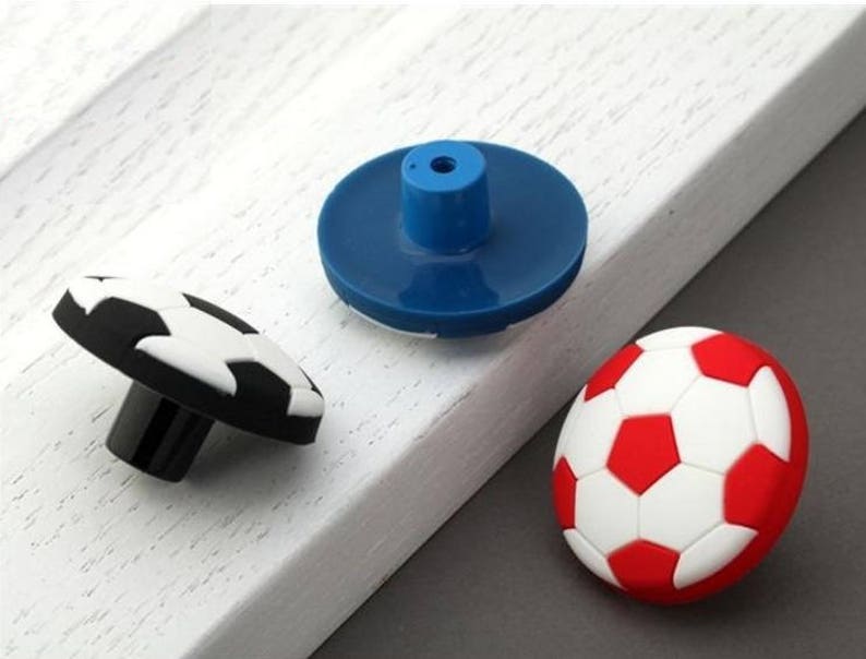 Kids Dresser Drawer Knobs Pulls Handles Football Soccer Black Etsy