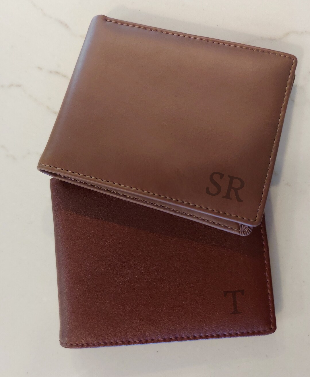 Mens Leather Wallet - Custom Etch Design, Monogram, Initials, Logo - Etsy