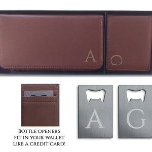Carteras para él y para ella con abrebotellas para tarjetas de crédito Caja de regalo de aniversario - Regalo para parejas o cesta de regalo