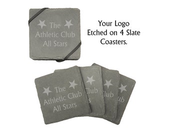 Custom Etched Slate Coasters - Set of 4