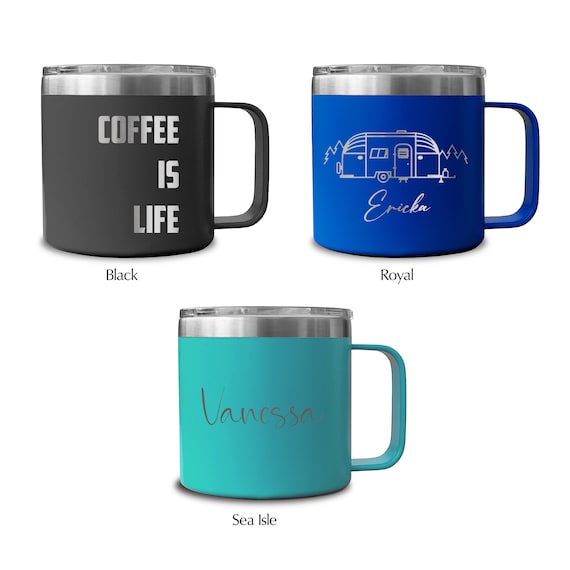 Custom 16 oz. Stainless Steel Coffee Mug with handle insulated with  closeable lid