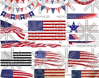 American Flag SVG, DXF, PNG, eps Banners, Betsy Ross distressed and black and white