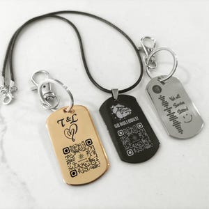 Personalized Spotify Apple Music and YouTube Music Streaming Link Keychain AND Necklace