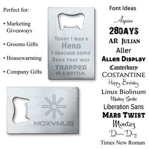 Abridor de botellas personalizado con diseño de tarjeta de crédito, tamaño personalizado, grabado para regalos de novios, obsequios de marketing para cerveza