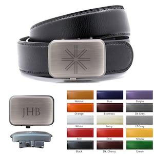 Personalized Leather Belt with Buckle - Quick Release Buckle, 15 colors, Cut to Fit One size fits all, any design.