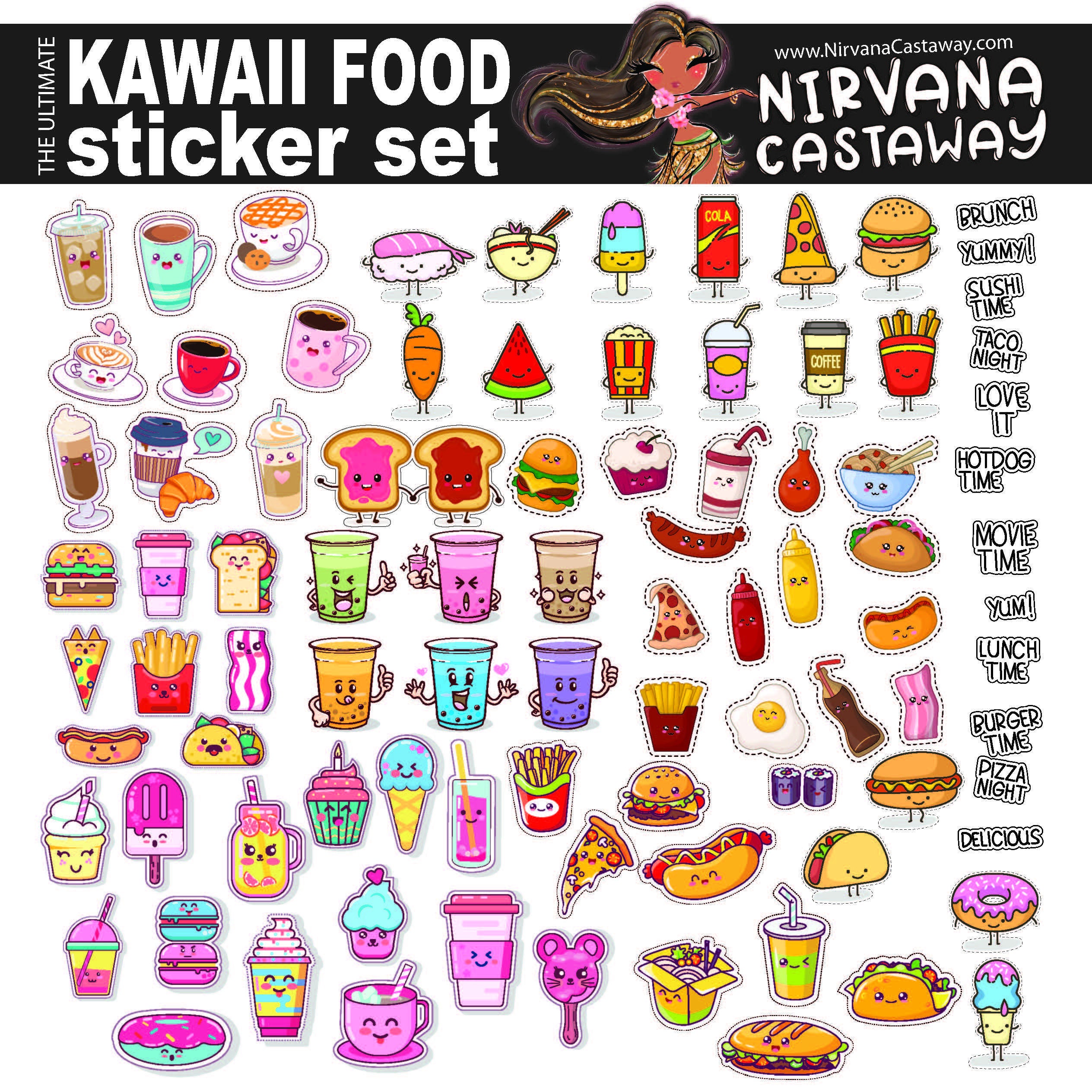 Ultimate Kawaii Food Stickers - Printable and digital files