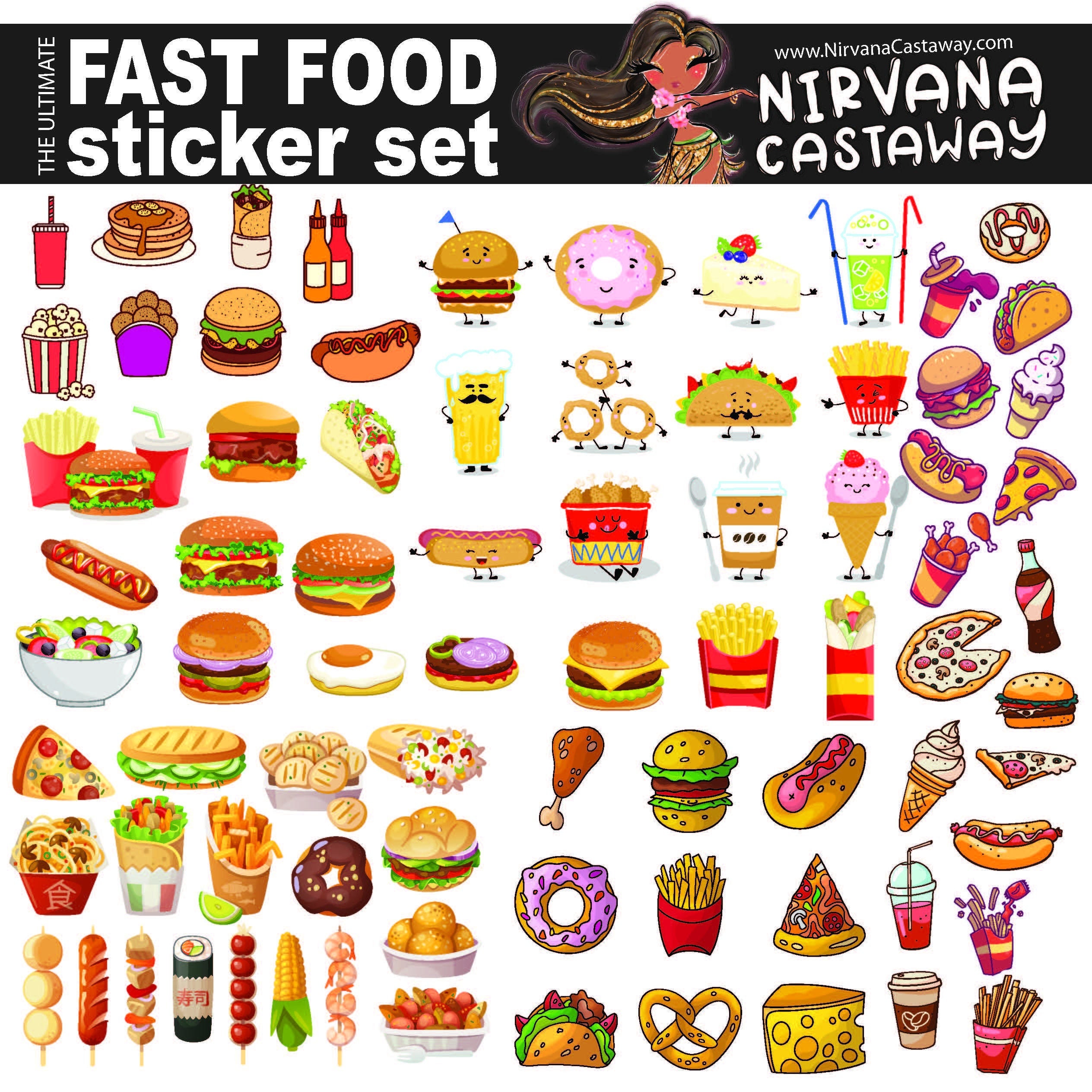 Fun Junk Food Stickers and Decal Sheets