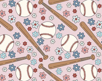 Pink Floral Baseball Print /  Bell Bottoms / Bummies / Lounge Set / Leotard / Peplum