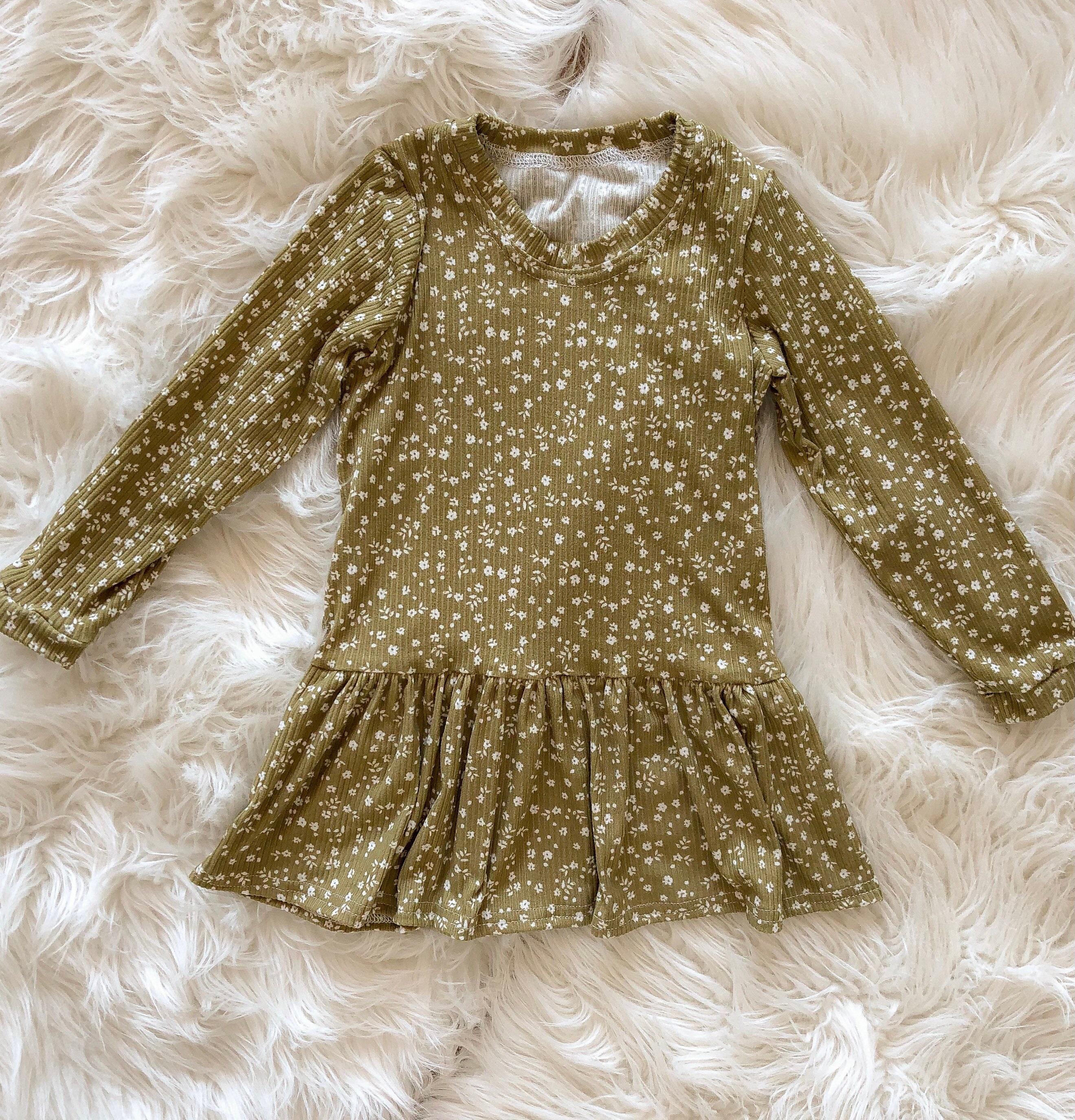 Terracotta Floral Drop Waist Fall Dress 