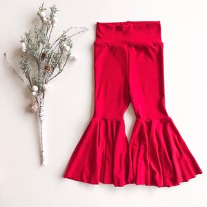 Solid Color Bell Bottoms / Fall Girls Flares Rose Red