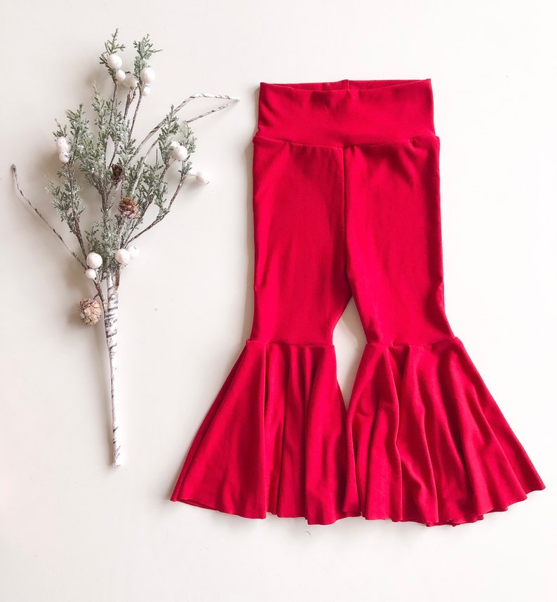 Solid Color Bell Bottoms / Fall Girls Flares Rose Red