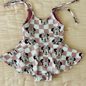 Checker Girl Mouse Print / Vintage Bell Bottoms / Bummies / Lounge Set / Leotard / Peplum