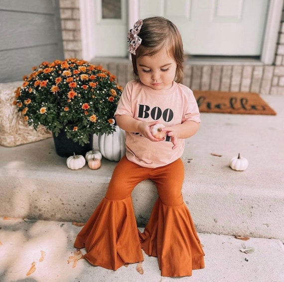 Freely Move Kids Autumn Solid Flare Pants Sweet Baby Girls Full