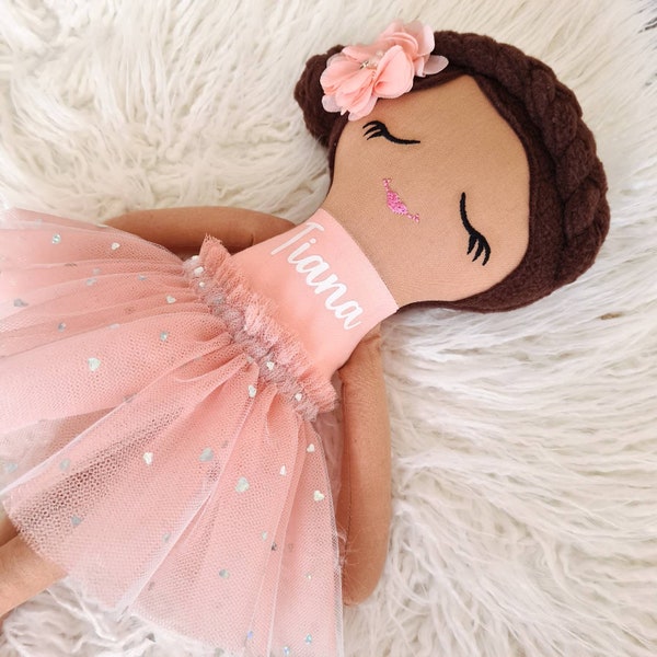 Handmade Personalized Rag Doll, Customized Name Cloth Doll - Ella