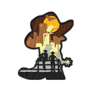 3D Cowboy Boot SVG - Multilayer SVG Laser Cut Datei für Glowforge 6 Layer Art Piece für Glowforge - Multilayer S3