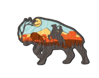 Buffalo multilayer laser cut files  buffalo cut file 3D layer  Plywood cutting  Paper cutting  SVG file 3D mandala plywood S3