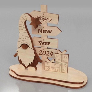 Corte láser de gnomos navideños, decoración navideña, adornos de gnomos navideños Svg, signo de gnomos, corte láser