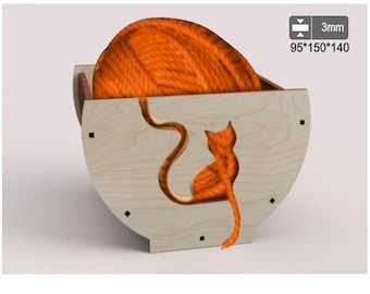 Basket for yarn Gift basket for knitting vector svg dxf design laser cutting