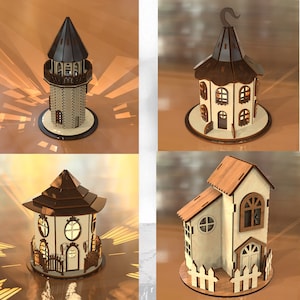 Holzlampen - Laser cut Dateien, 4er Set Sperrholzplatten für Schneidmaschinen und Glowforge S3