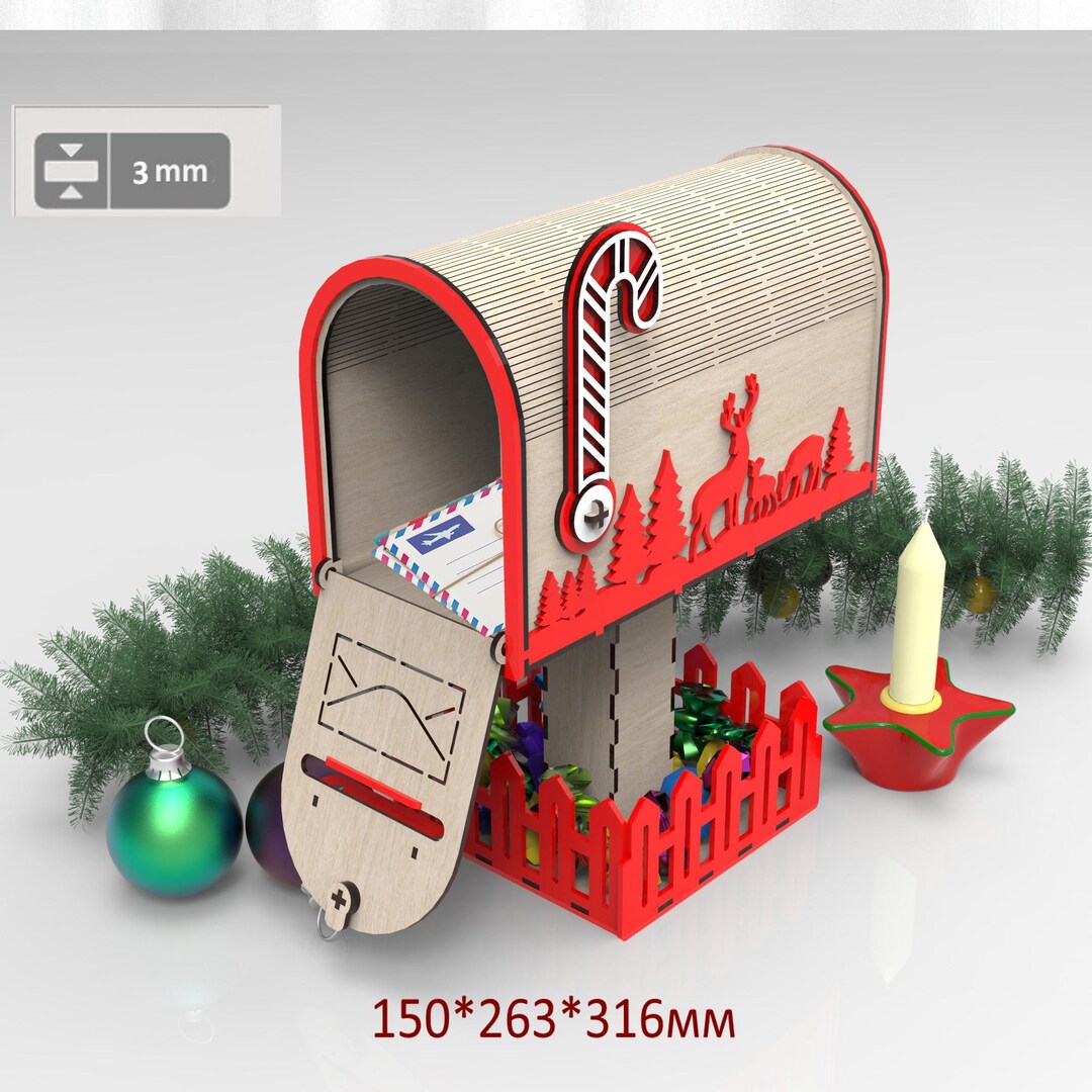 Letters to Santa Mailbox SVG File Laser Cutter Machines and Glowforge ...