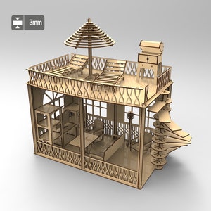 Doll House and Furniture – Laser cut files SVG, PDF, CDR Digital product. Wooden house for dolls