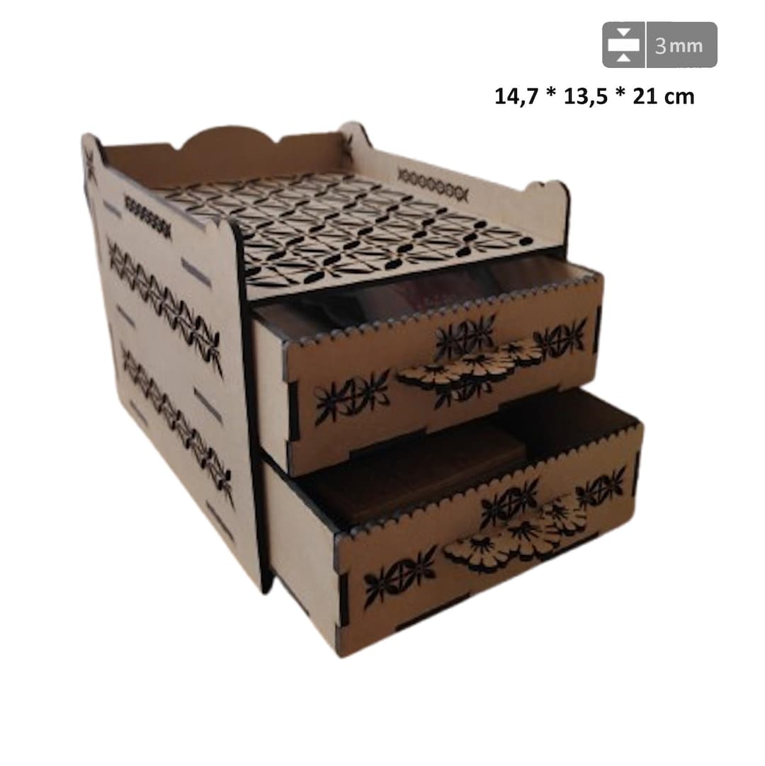 Laser Cut Wooden Jewelry Box With Drawer Svg File Glowforge Holder ...