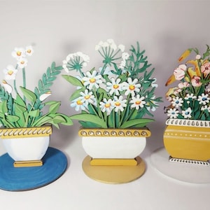 Set lasersnij-indelingen, meerlaagse kleuren "Bloemen in potten", Set meerlaagse kleurboeken "Bloemen in potten", 6 lay-outs in een set
