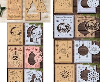Christmas Card Set Bundle. Christmas 3D laser cut files