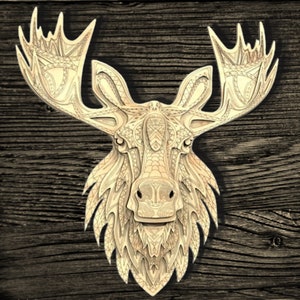 Spirituele Moose Multilayer mandala 7 lagen lasergesneden interieur, SVG, DWG DXF Cdr-bestand, meerlaags model, 3d Elk