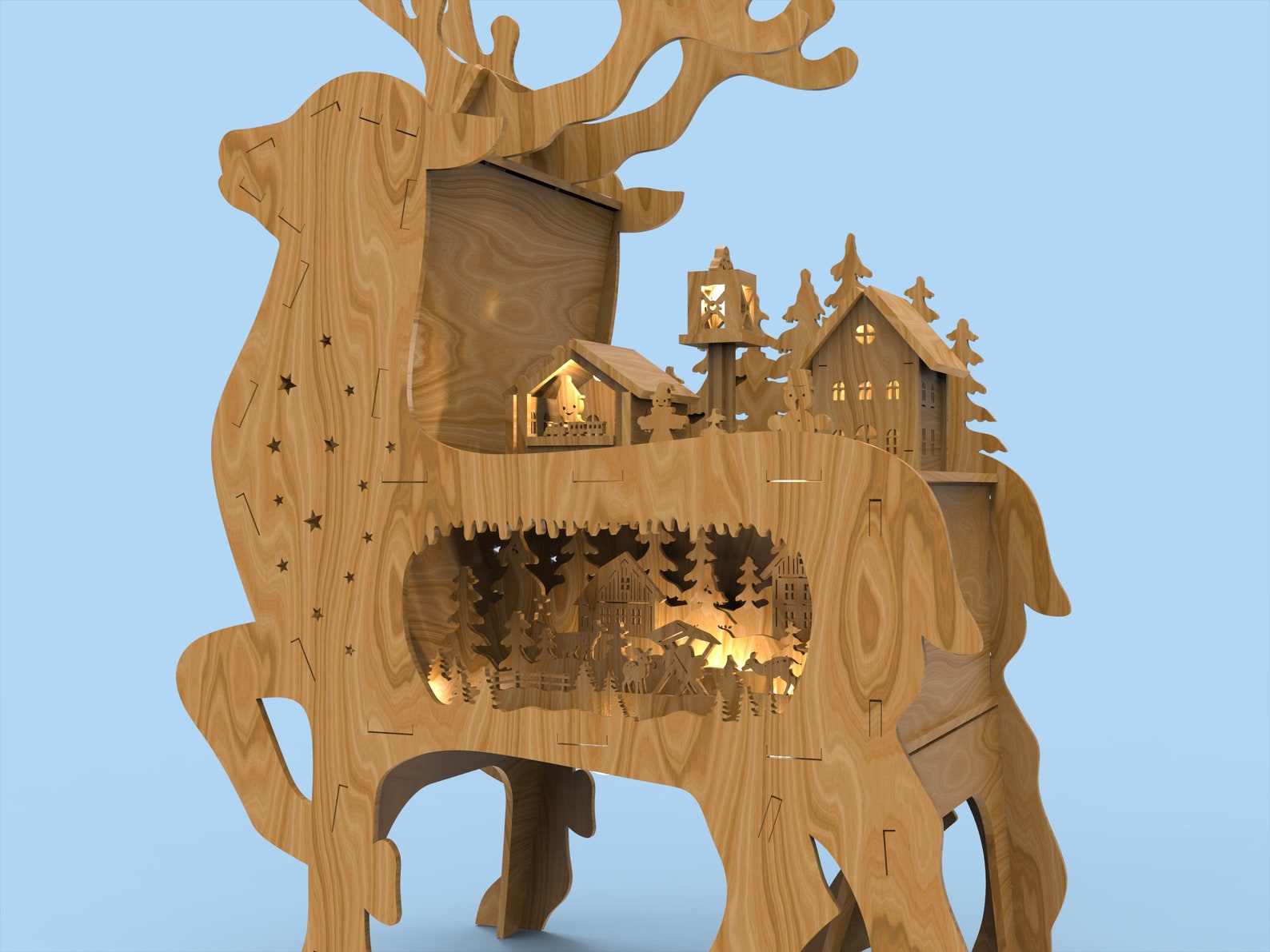 Home Christmas Reindeer Light Arch,wooden Laser Cut ,with Many Details ...